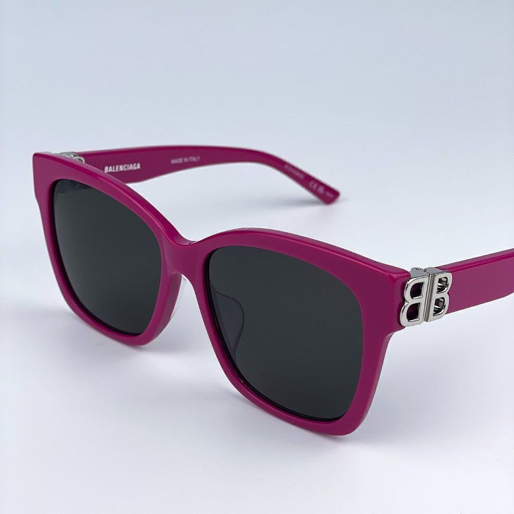 SALE! NEW Balenciaga BB0102SA 013 Fuchsia Pink Grey Square Women Sunglasses - Picture 8 of 11